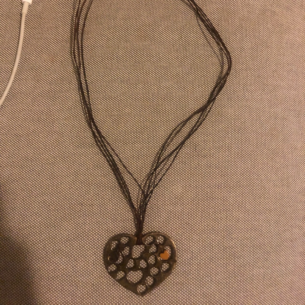 Heart pendant on rope necklace